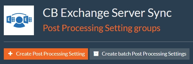Créer un paramètre de post-traitement - CB Exchange Server Sync