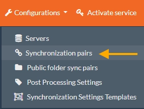 Pares de sincronización - CB Exchange Server Sync