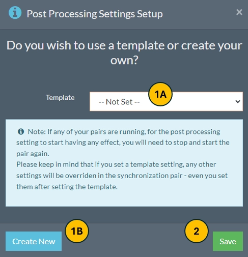 Configuración de los ajustes de postprocesado - CB Exchange Server Sync