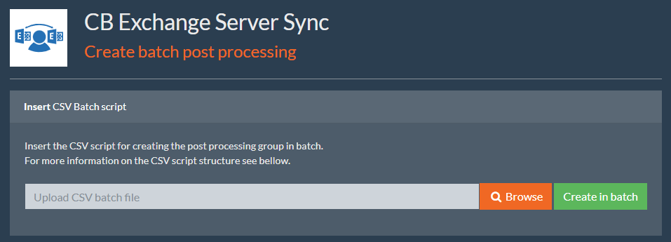 Post-traitement par lots - CB Exchange Server Sync